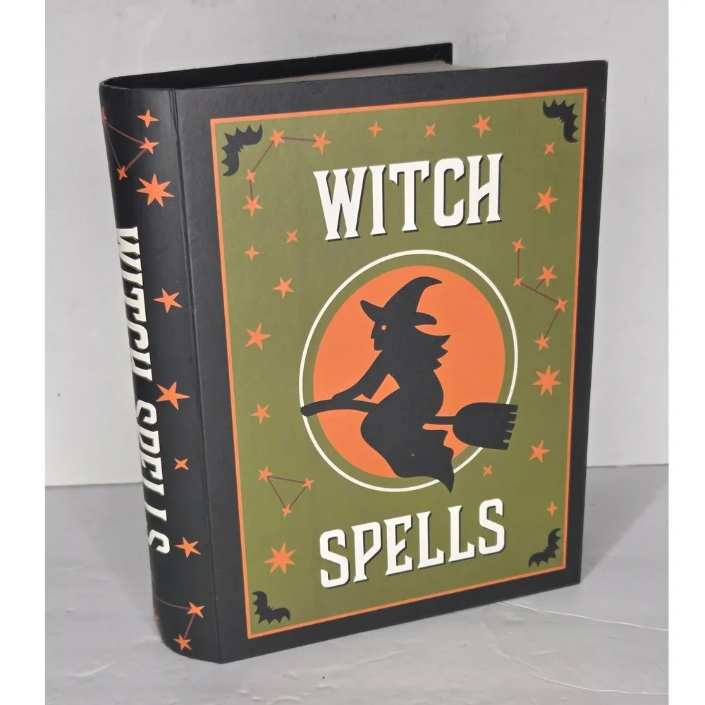 Halloween Witch Spells Decorative Faux Book Stack Storage Box